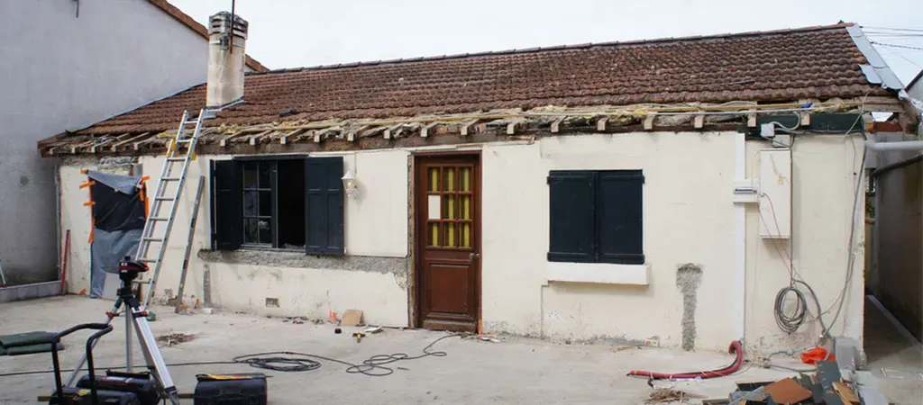 Pendant les travaux de l'extension